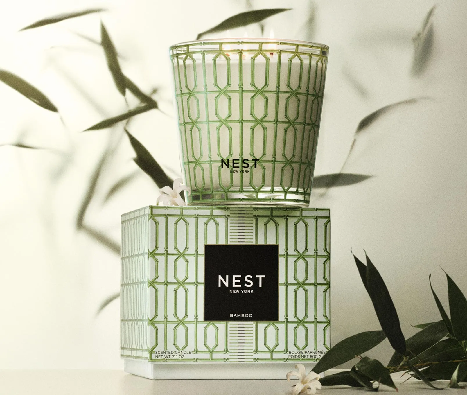 Bamboo Decorative 3-Wick Candle Nest New York