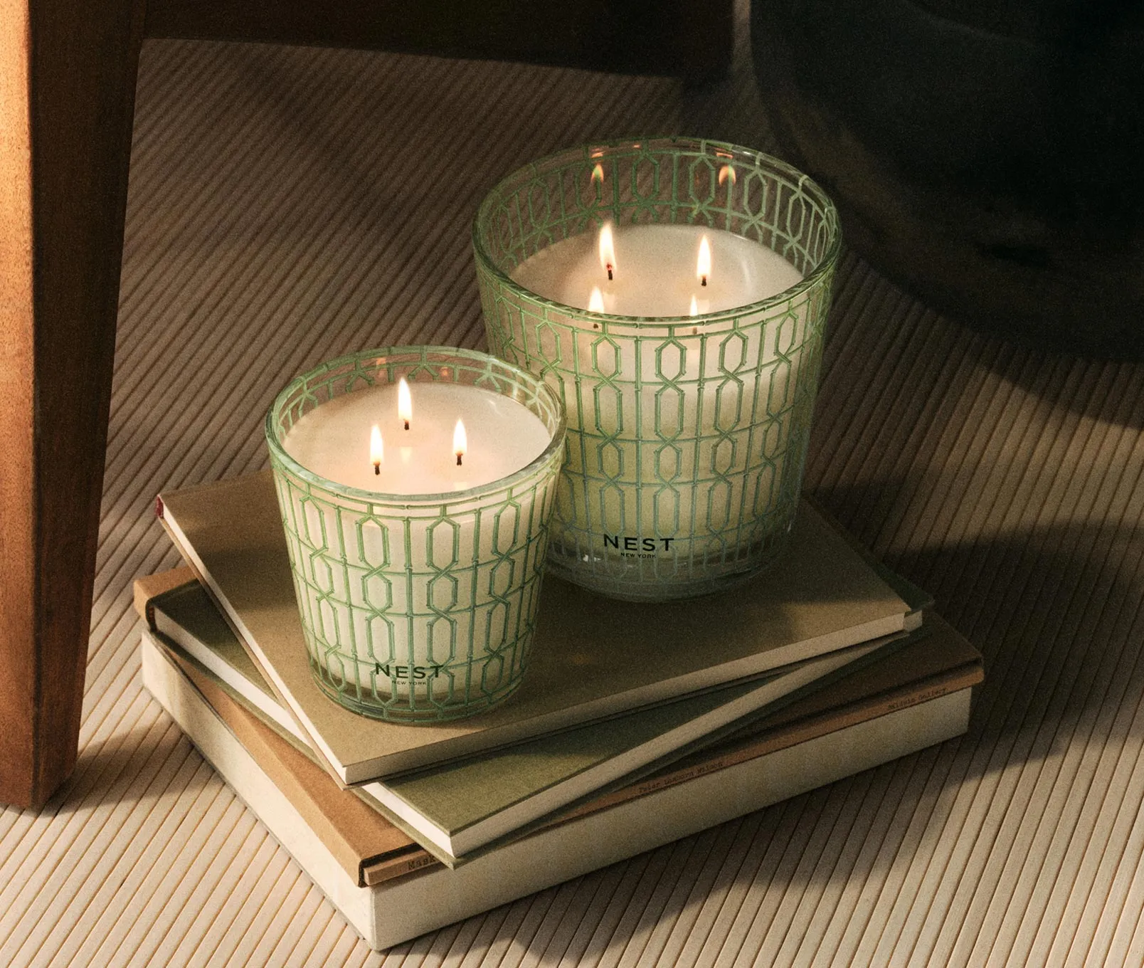 Bamboo Decorative 3-Wick Candle Nest New York
