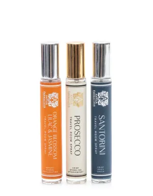 Travel Room Spray Trio  Orange Blossom, Prosecco, Santorini (10ml) Antica Farmacista